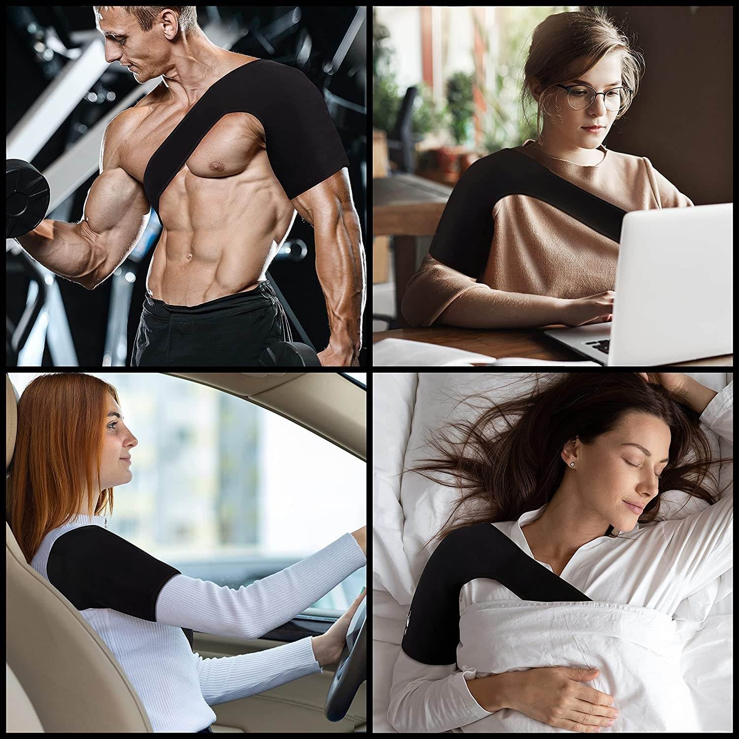 Shoulder Support for Shoulder Pain Relief Sling Support Wrap for Rotator Cuff, Arthritis, Frozen Dislocated Mouse Shoulder Therapy (Black) - Guleel