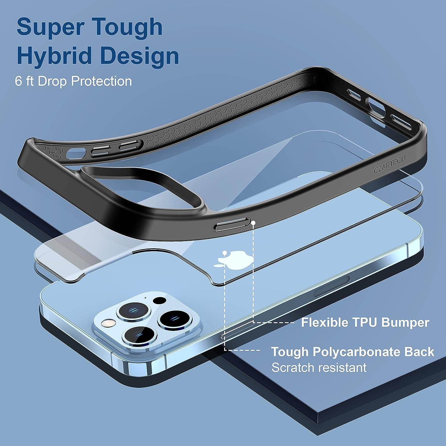 iPhone 13 Pro Premium Hybrid Protective Clear Case - Black - Guleel