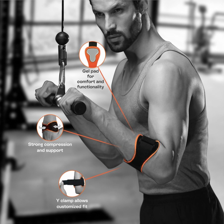 Tennis Elbow Support Pro for Men & Women, Tennis & Golfer's Adjustable Elbow Strap with Compression Pad Elbow Arm Band for Tendonitis Forearm Brace Straps Universal, 1 Unit