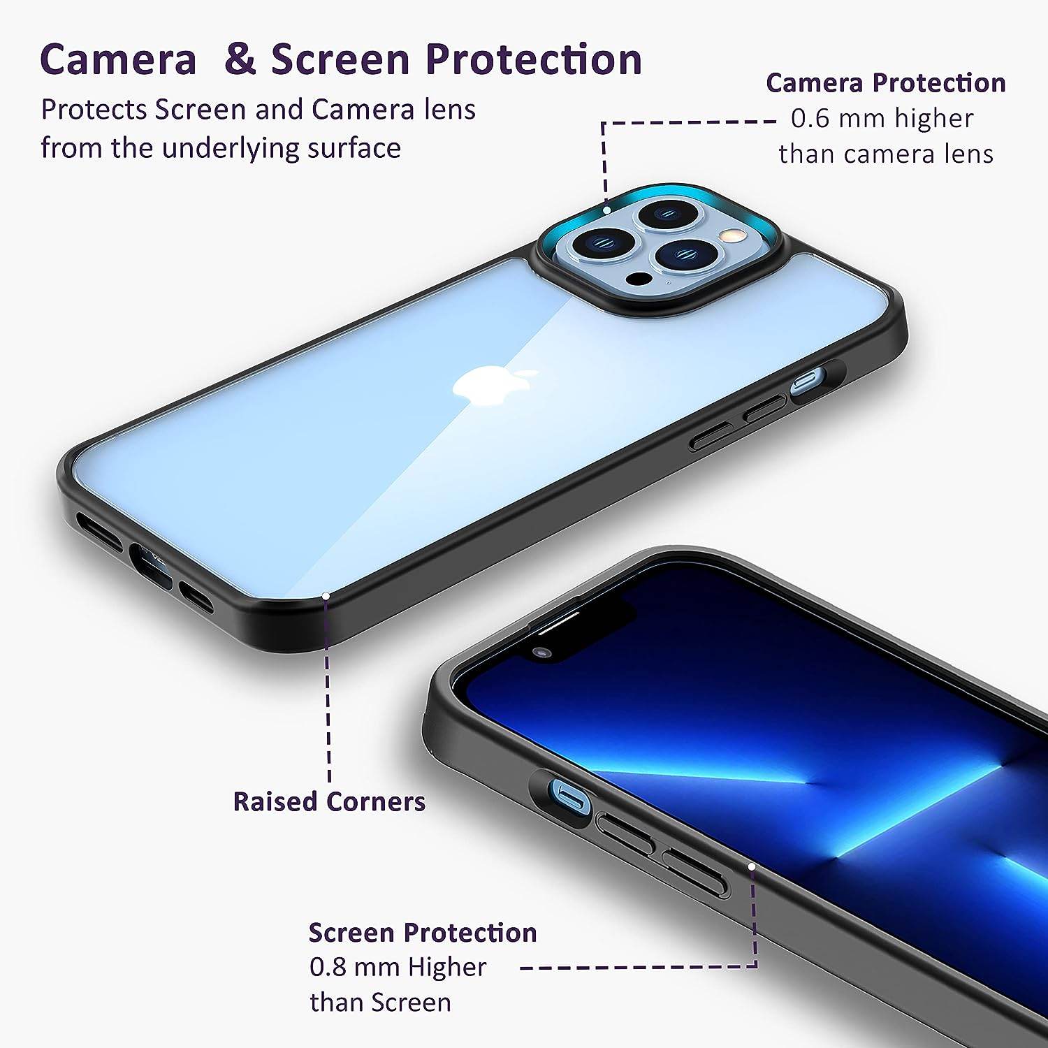 iPhone 13 Pro Premium Hybrid Protective Clear Case - Black - Guleel