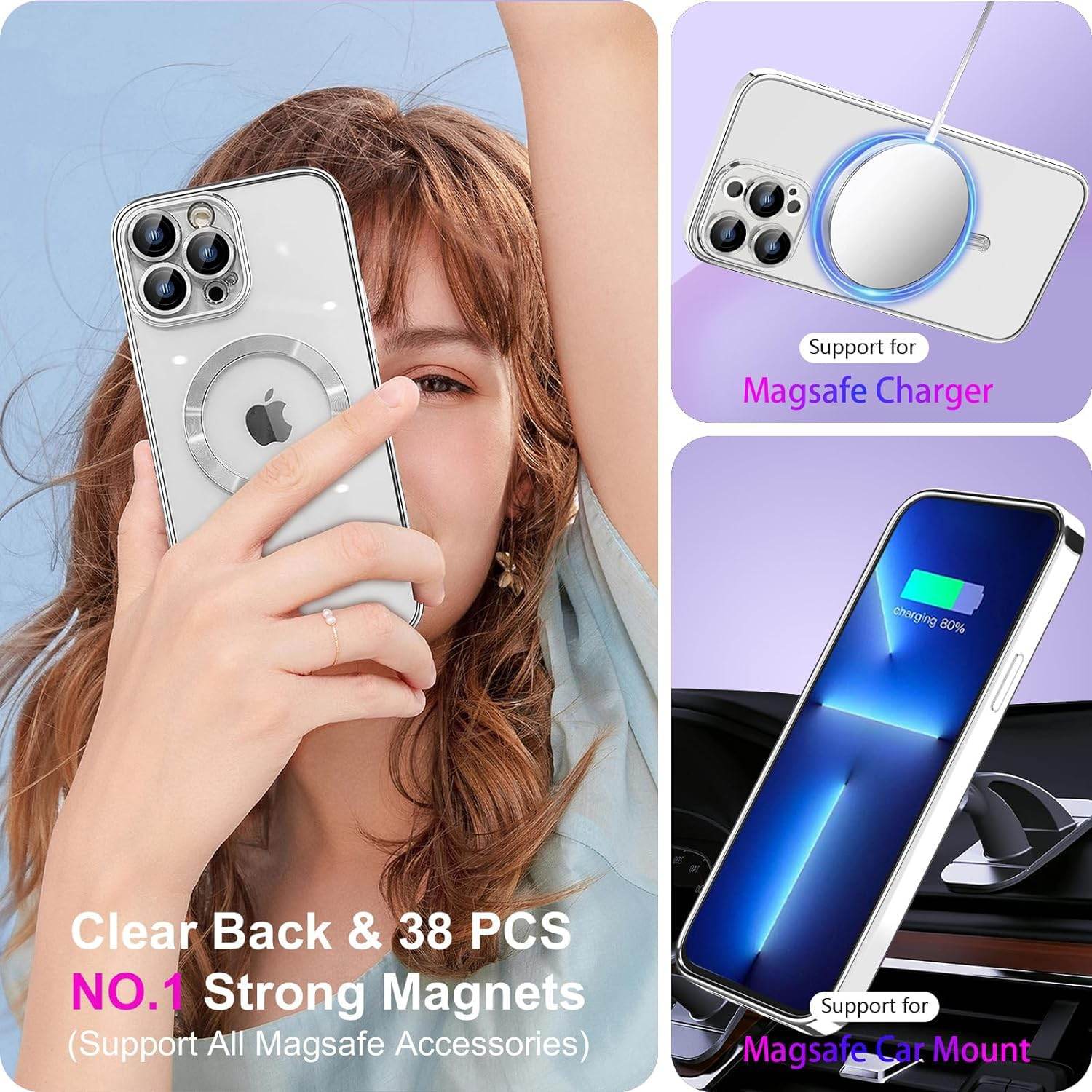 iPhone 15 Pro Max Premium Transparent Silicon Back Case Cover - Silver - Guleel