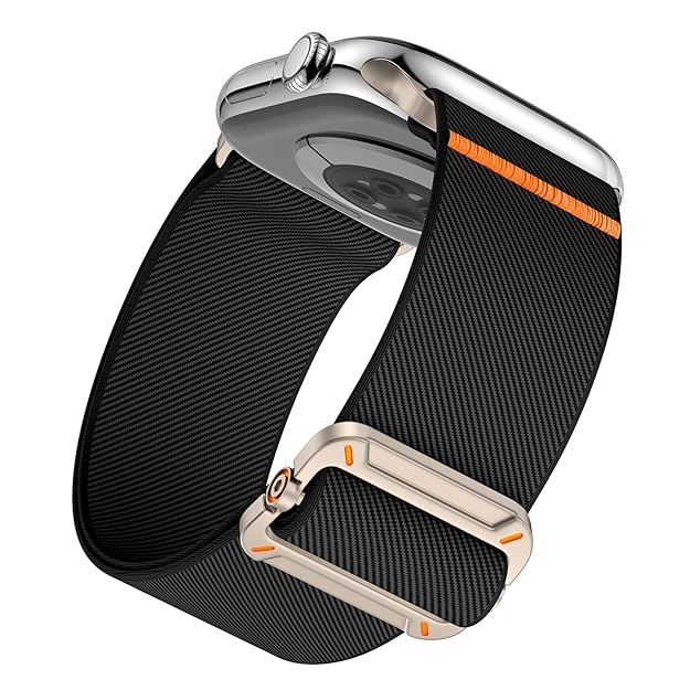 Sport Nylon Band Compatible with Apple Watch Series 9/8/7 (41mm/45mm) | Series 11/10 (42mm/46mm) | SE3/SE2/SE/6/5/4 (40mm/44mm) | Ultra 49mm | 3/2/1 38mm, Elastic Fabric Solo Loop iWatch Strap - Black