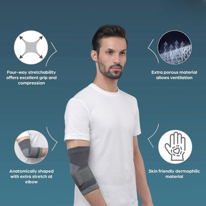 Elbow Support For Gym, Tennis Elbow Support For Badminton Cricket & Sports Elbow Sleeves/Elbow Guard/Elbow Brace/Elbow Cap