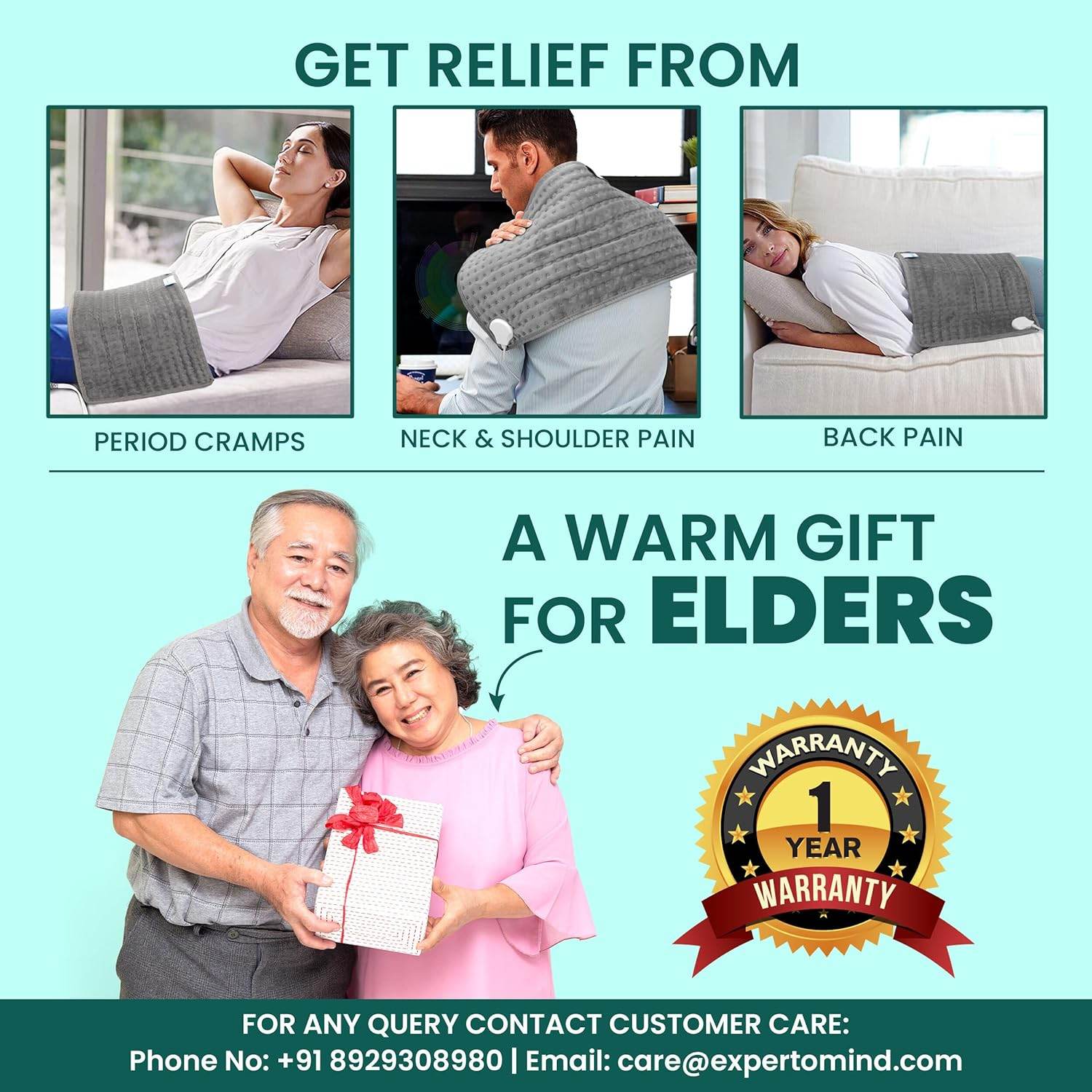 XL Heating Pad for Muscle Pain & Period Cramps | Electric Heating Towel for Back, Neck, Leg & Shoulder Pain Relief | Orthopaedic Pain Reliever for Joints | Heat Therapy - Guleel