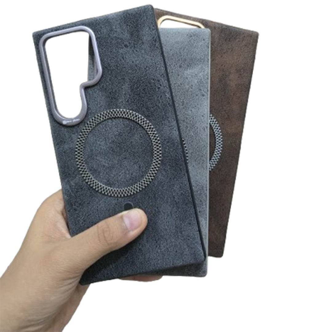 Premium Magsafe Leather Back Case - Grey - Guleel