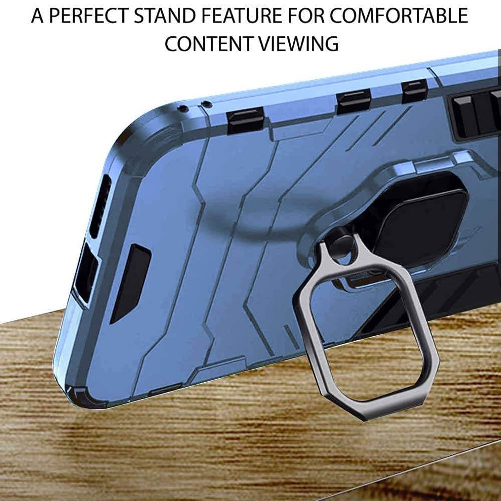 Samsung Galaxy A50s / A50 / A30s Tough Armor Ring Holder & Kickstand in-Built 360 Degree Protection Back Case - Blue - Guleel