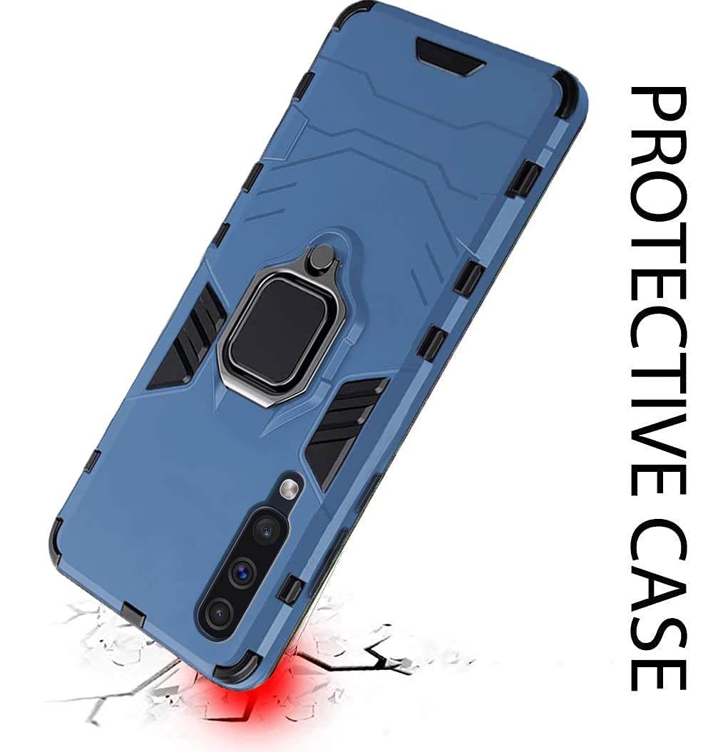 Samsung Galaxy A50s / A50 / A30s Tough Armor Ring Holder & Kickstand in-Built 360 Degree Protection Back Case - Blue - Guleel
