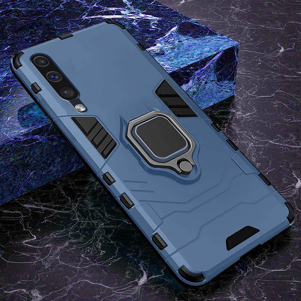 Samsung Galaxy A50s / A50 / A30s Tough Armor Ring Holder & Kickstand in-Built 360 Degree Protection Back Case - Blue - Guleel
