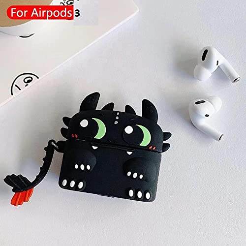 Airpod's 3 Cute Black & Green Monster Cartoon Silicone Case - Black Green - Guleel