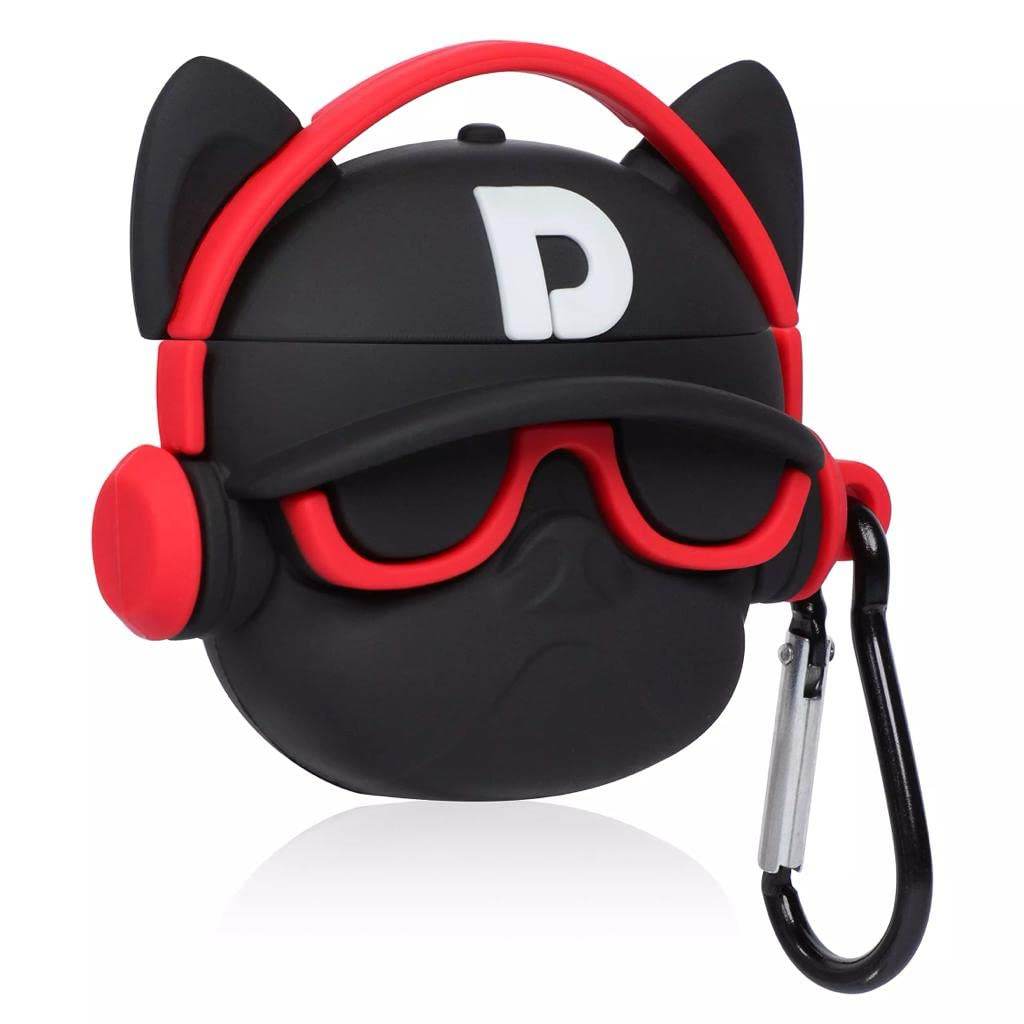 Airpod's 3 Cute Hip Hop Bulldog Cartoon Silicone Case - Red - Guleel