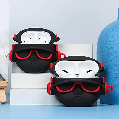 Airpod's 3 Cute Hip Hop Bulldog Cartoon Silicone Case - Red - Guleel