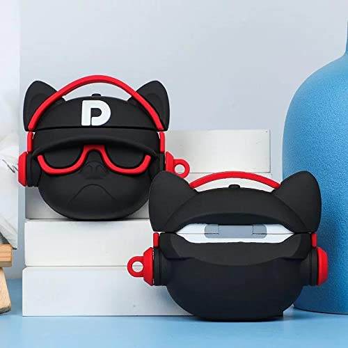 Airpod's 3 Cute Hip Hop Bulldog Cartoon Silicone Case - Red - Guleel