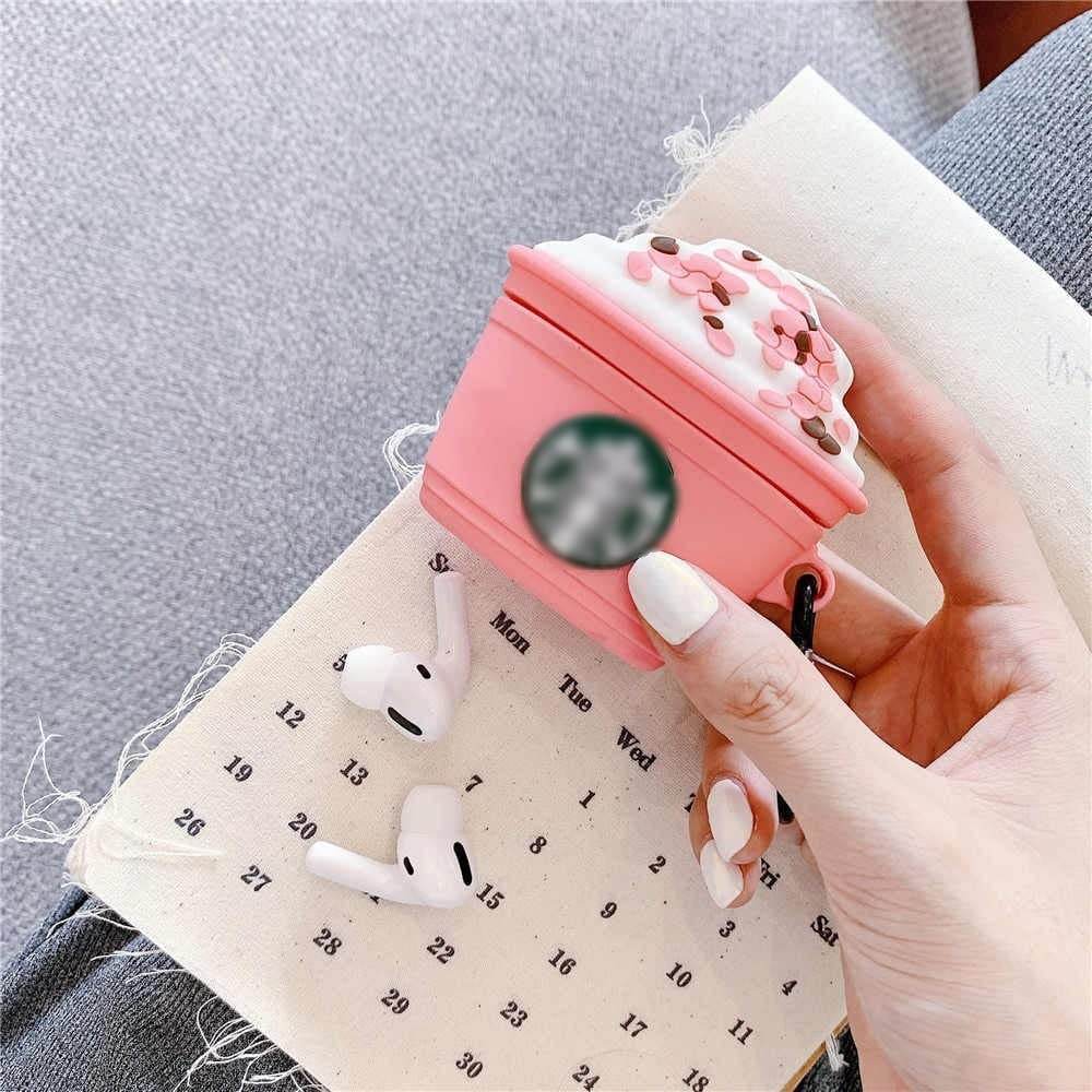 Airpod 3 Cute Cartoon Silicon Case - Starbucks Pink - Guleel