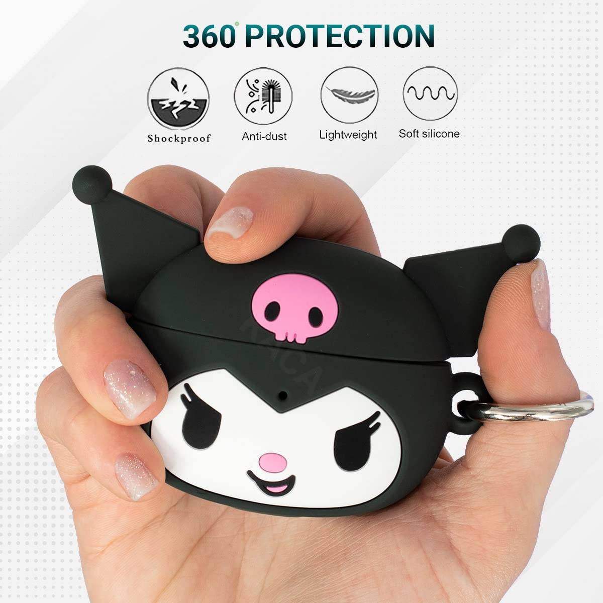 Airpod Pro 2 Cute Cartoon Silicon Case - Black Pink - Guleel