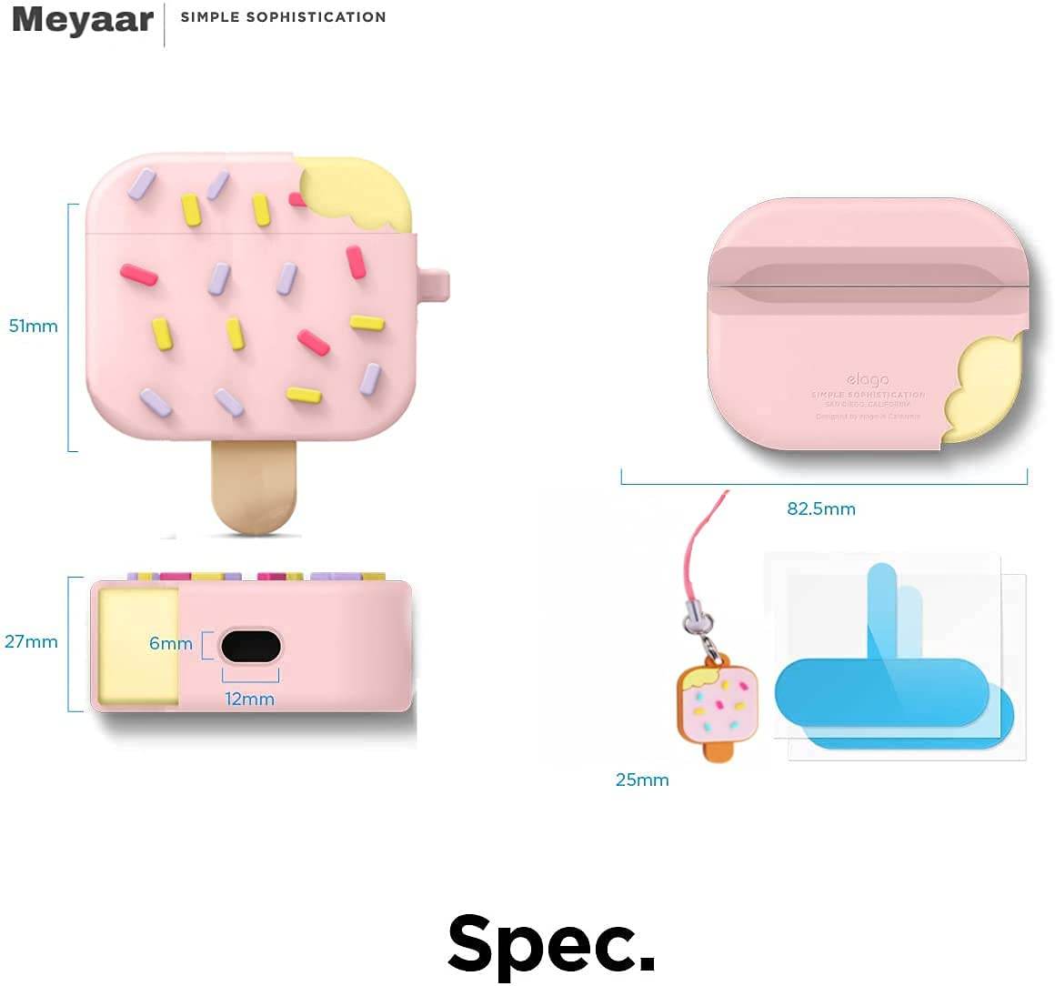 Airpod's Pro Cute Cartoon Silicone Case - Ice-cream Pink - Guleel