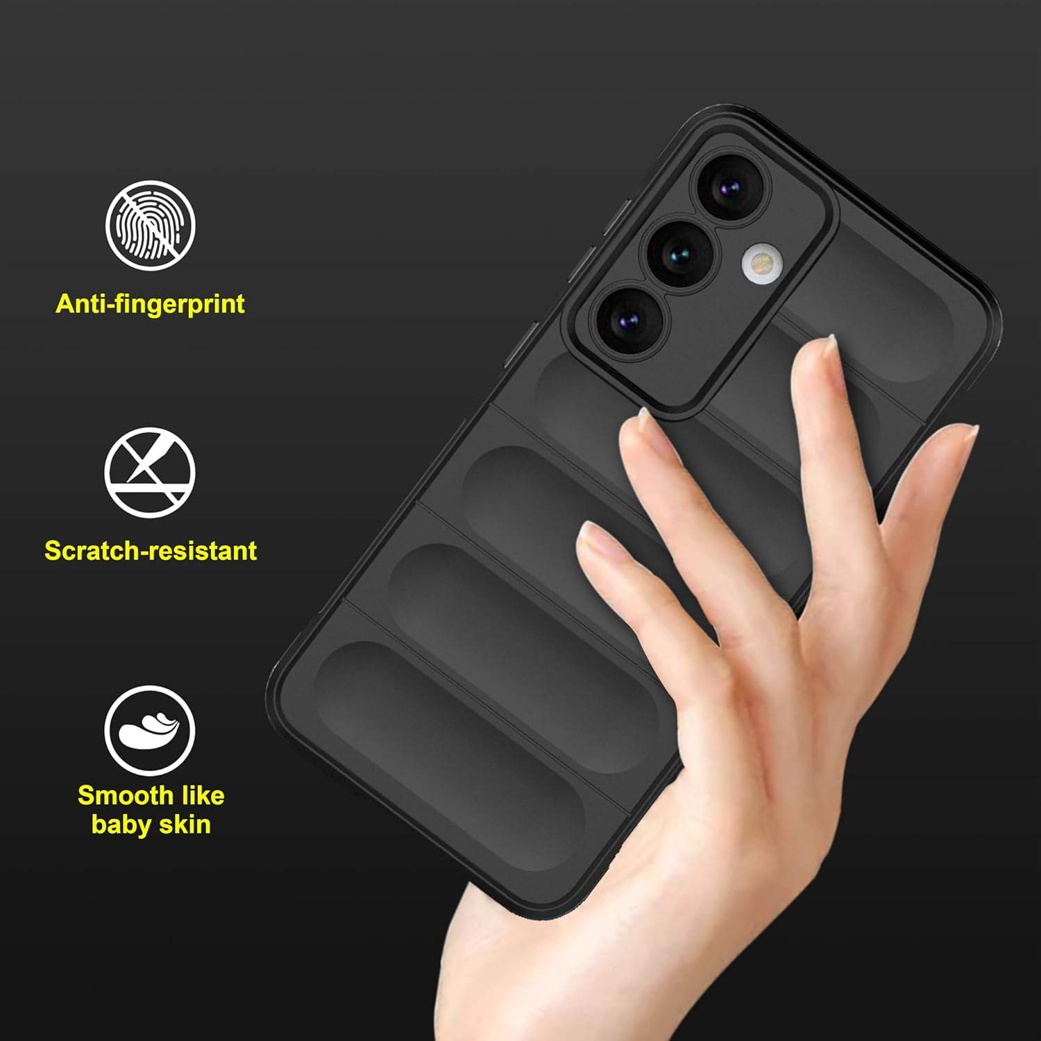 Liquid Air Back Cover Case TPU Compatible with Samsung Galaxy S24 FE Case Cover-Black - Guleel