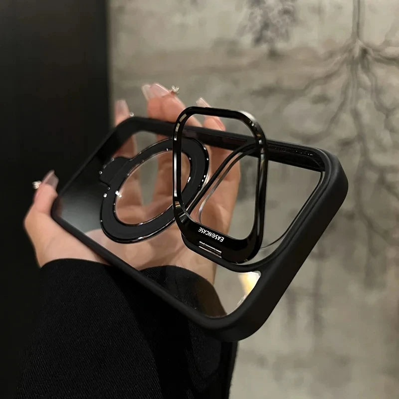 Premium Transparent Magsafe Stand Mobile Cover with FREE Lens