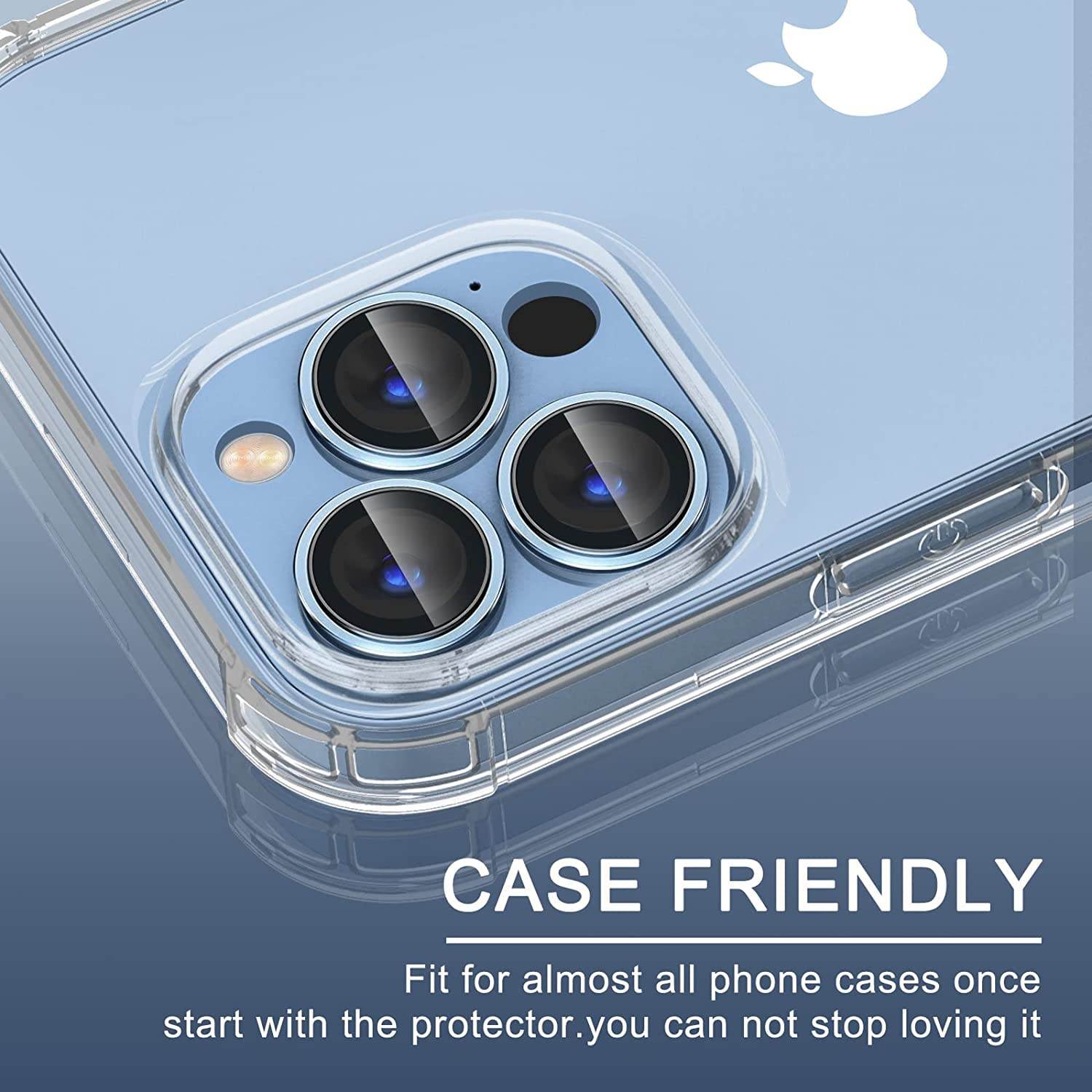 Camera Lens Protector Tempered Glass Film Aluminum Alloy Lens Cover - Blue - Guleel
