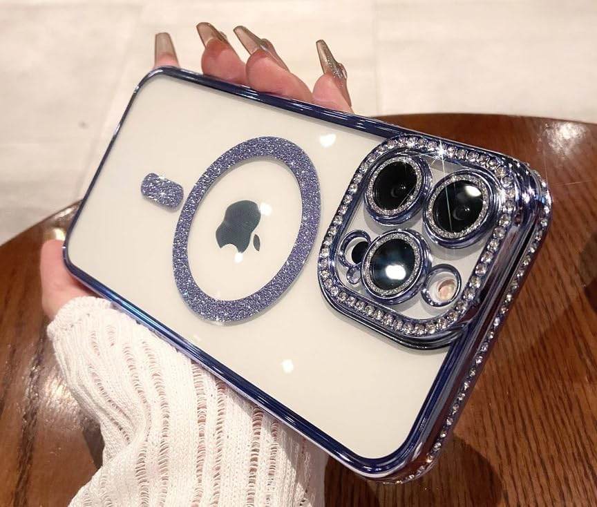 Glitter Transparent Diamond Wireless Charging Magnetic MagSafe Case - Guleel