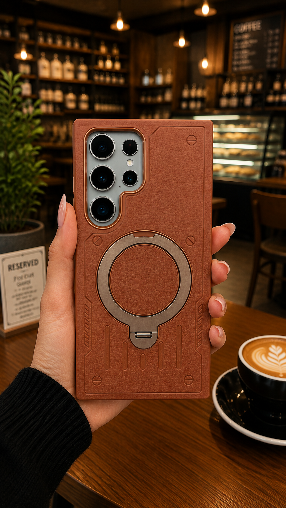 Premium Leather Magsafe Stand Case - Brown