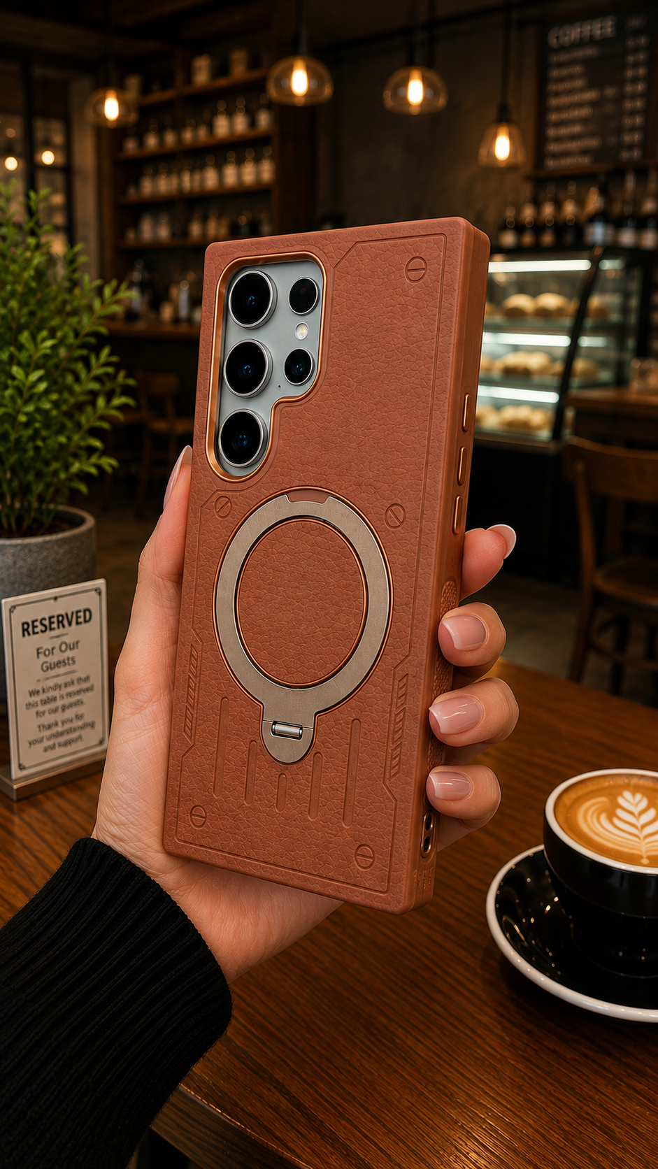 Premium Leather Magsafe Stand Case - Brown