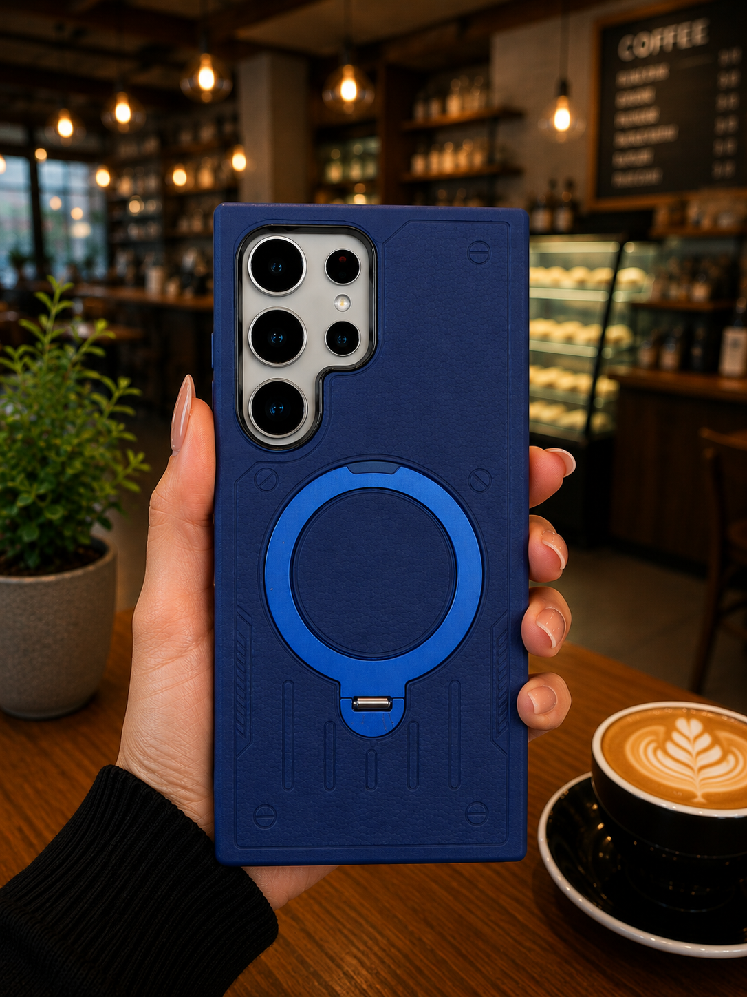 Premium Leather Magsafe Stand Case - Blue
