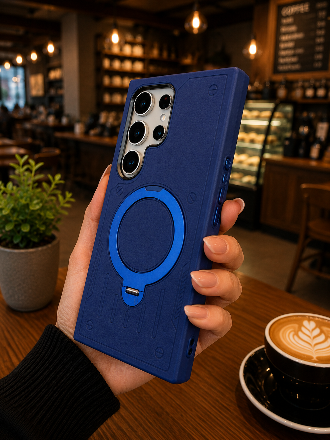 Premium Leather Magsafe Stand Case - Blue