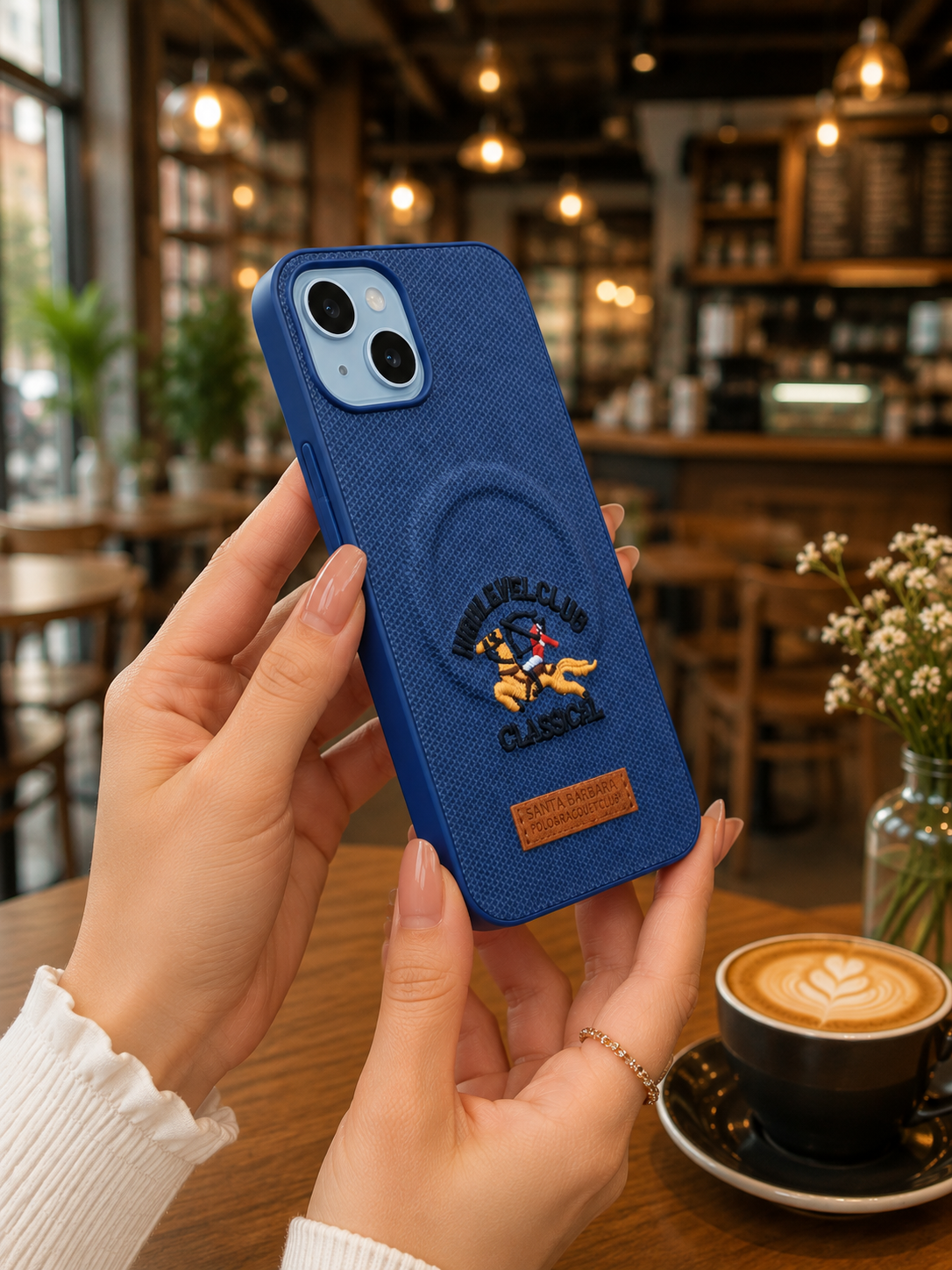 Premium Leather Shockproof Magsafe Mobile Back Cover - Blue