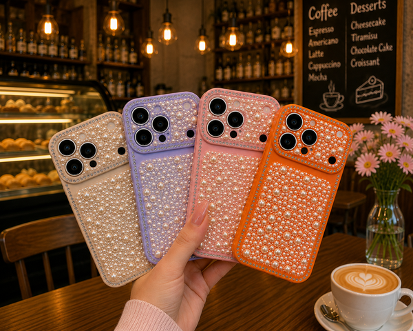 Premium Pearl Rhinestone Elegant Shockproof Luxury Mobile Cover