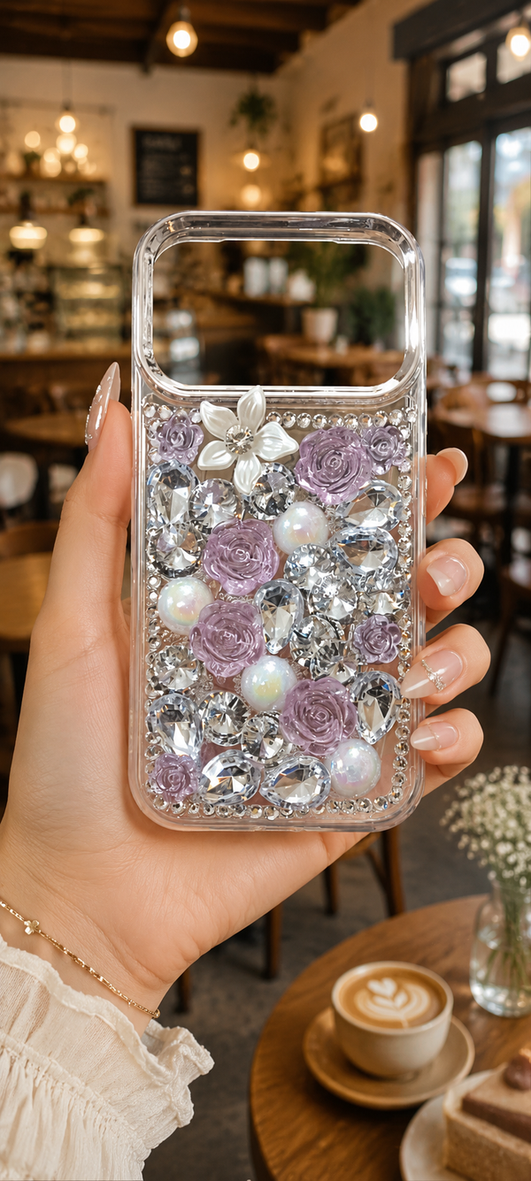 Cute Glitter Rhinestone Cover - Pink