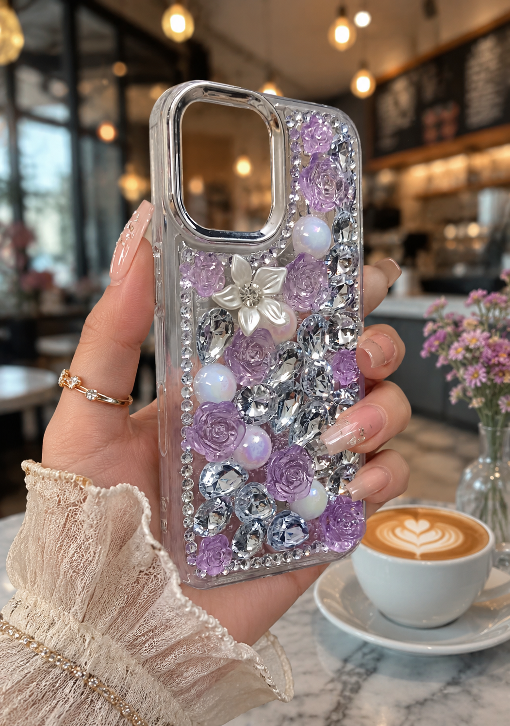 Cute Glitter Rhinestone Cover - Lavender
