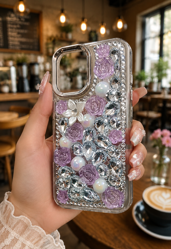 Cute Glitter Rhinestone Cover - Lavender