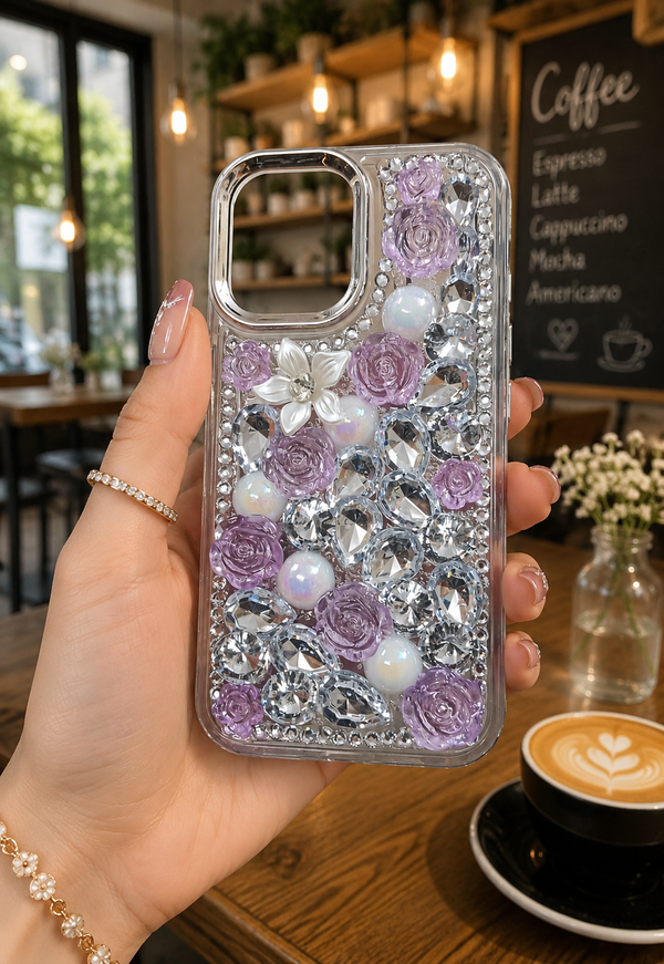 Cute Glitter Rhinestone Cover - Lavender