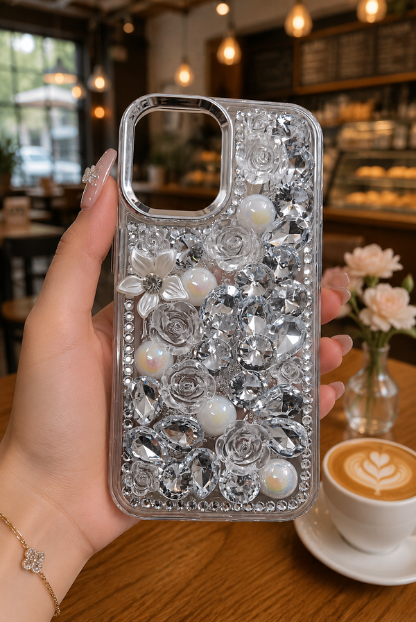 Cute Glitter Rhinestone Cover - Silver