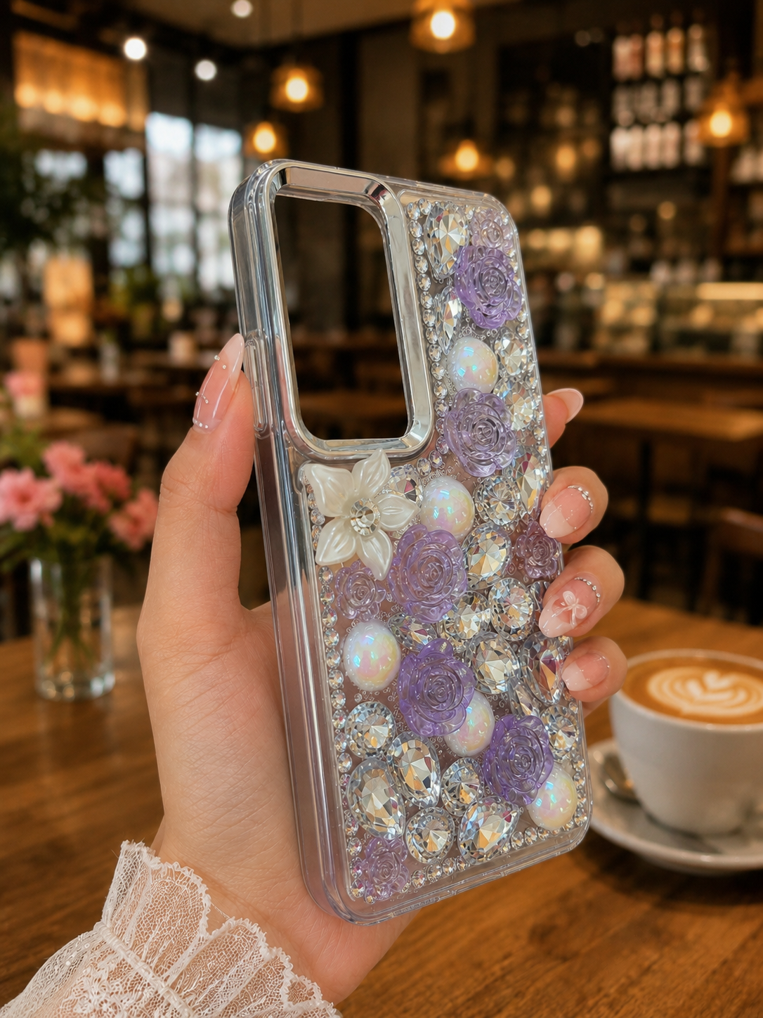 Cute Glitter Rhinestone Cover- Lavender