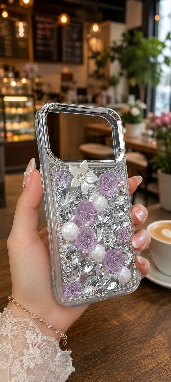 Cute Glitter Rhinestone Cover - Pink