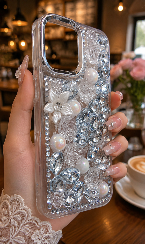 Cute Glitter Rhinestone Cover - Silver