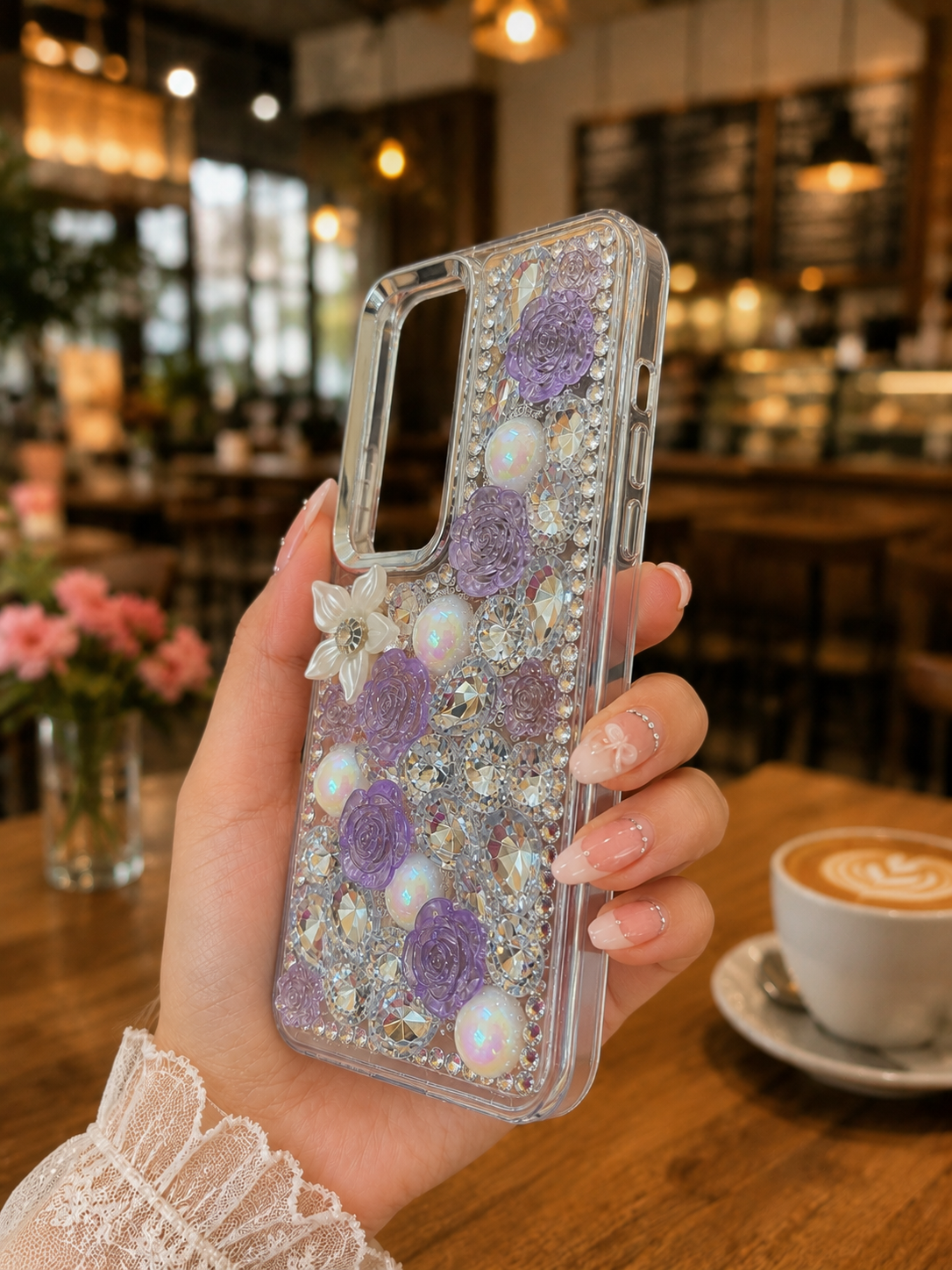 Cute Glitter Rhinestone Cover- Lavender