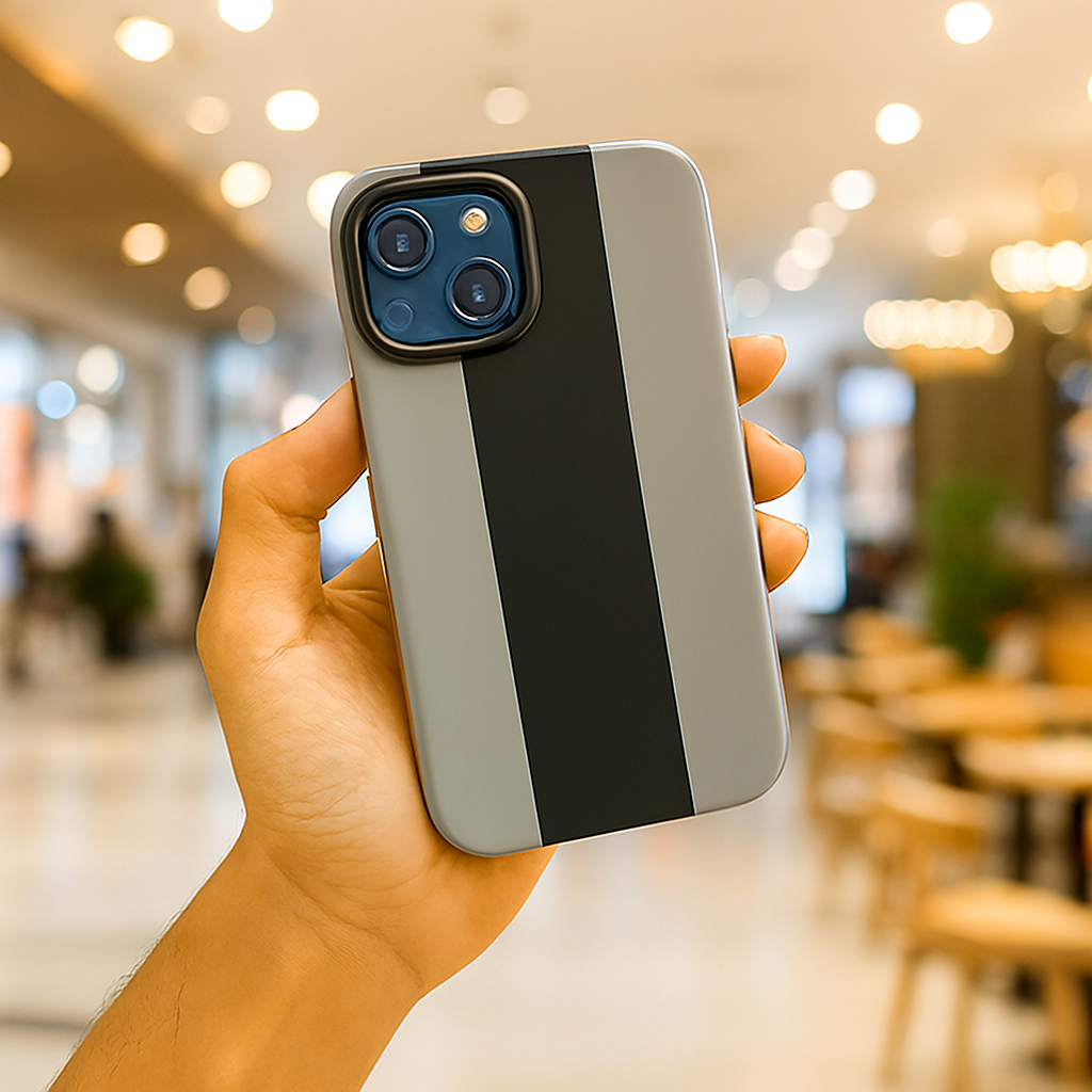 Premium Shockproof Hard Back Case Cover - Black & Grey