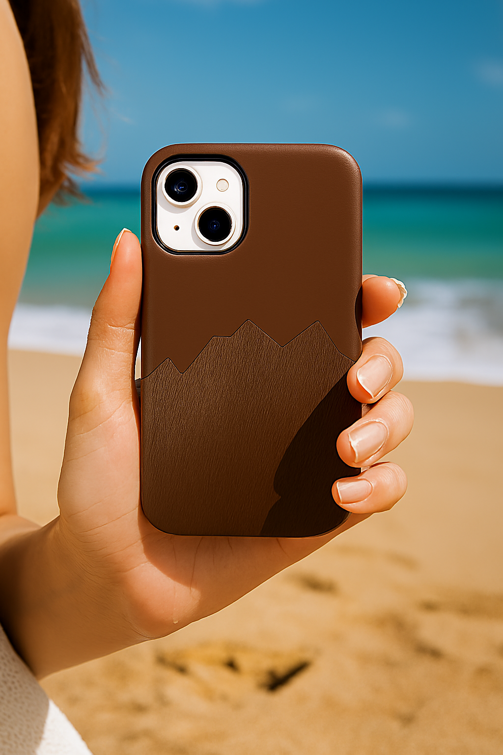 Premium Leather Finish Back Case Cover - Brown