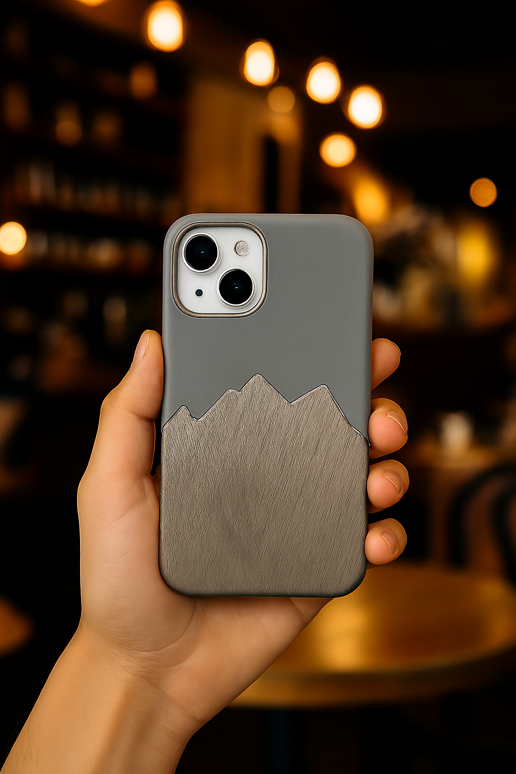 Premium Leather Finish Back Case Cover - Grey