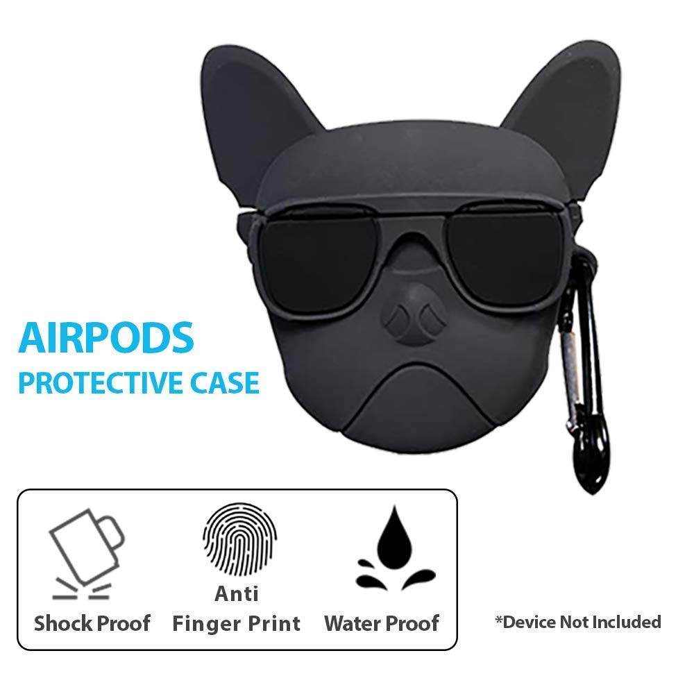 Airpod's 2 Cute Cartoon Bulldog Silicone Case ( Airpods Not Included ) - Red - Guleel