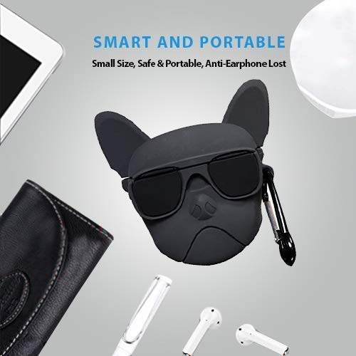 Airpod's 2 Cute Cartoon Bulldog Silicone Case ( Airpods Not Included ) - Red - Guleel