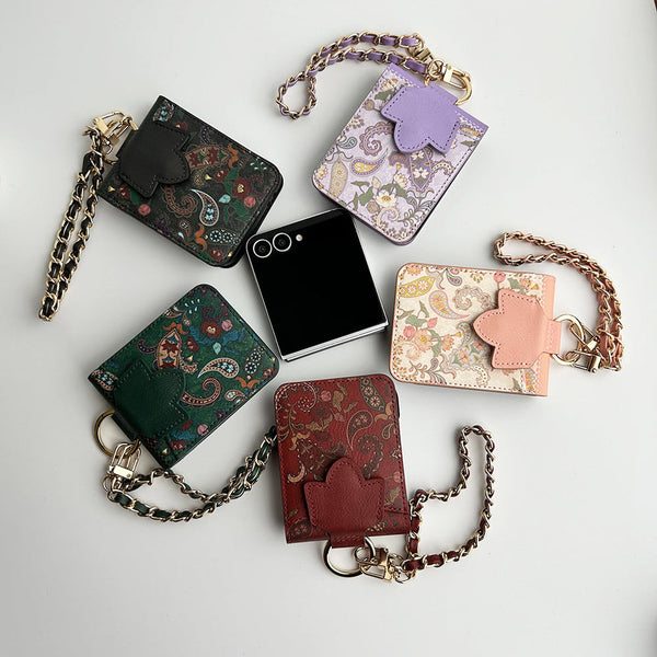 Premium Flower Style Cross Body Bag Long Strap Card Holder Flip Cover