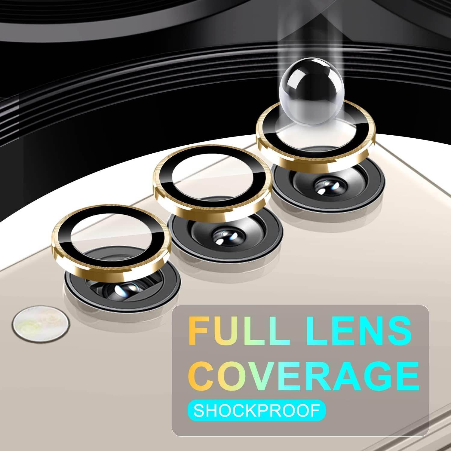Samsung Galaxy Fold 5 Camera Lens Protector Tempered Glass Aluminum Alloy Lens Cover - Gold - Guleel