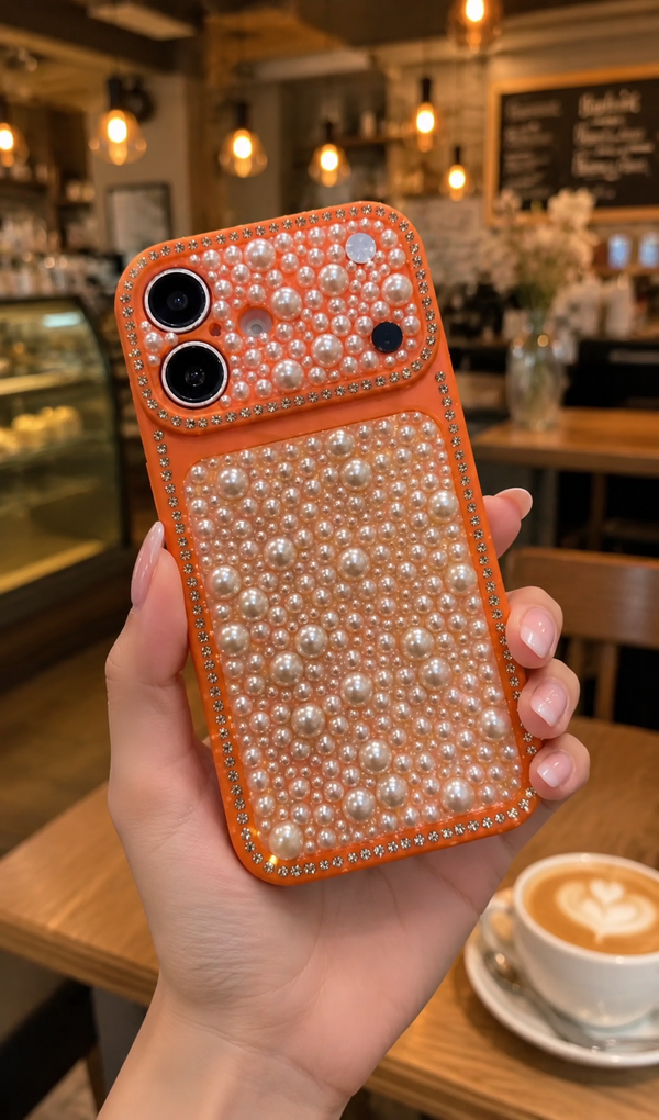 Premium Pearl Rhinestone Elegant Shockproof Luxury Mobile Cover