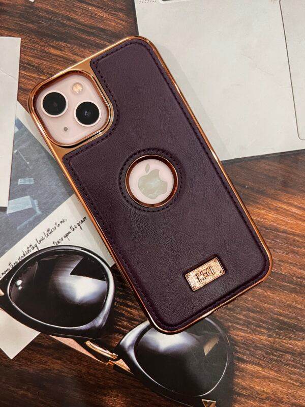 iPhone 14 Premium Leather Logo Case - Purple - Guleel
