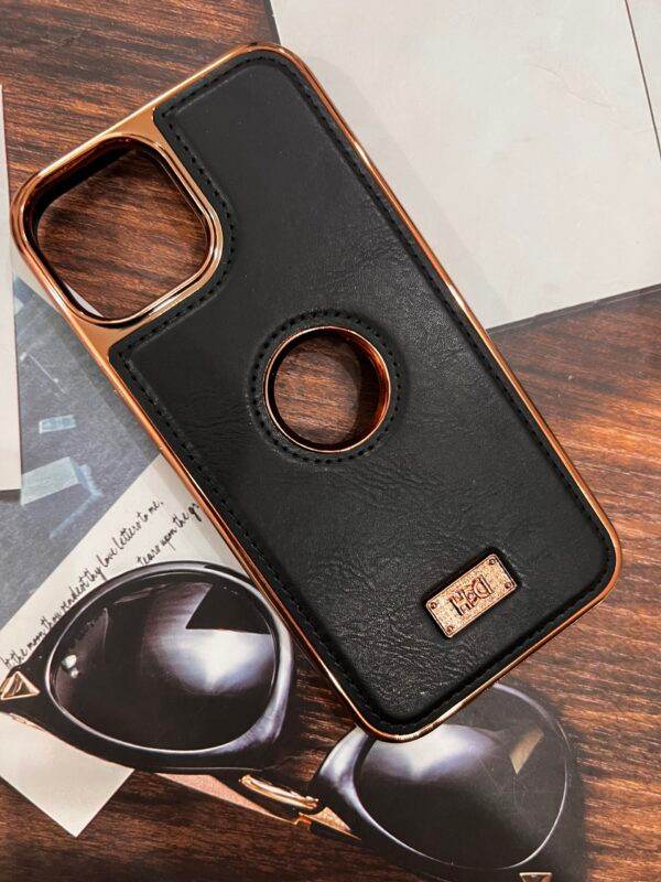 iPhone 14 Premium Leather Logo Case - Black - Guleel