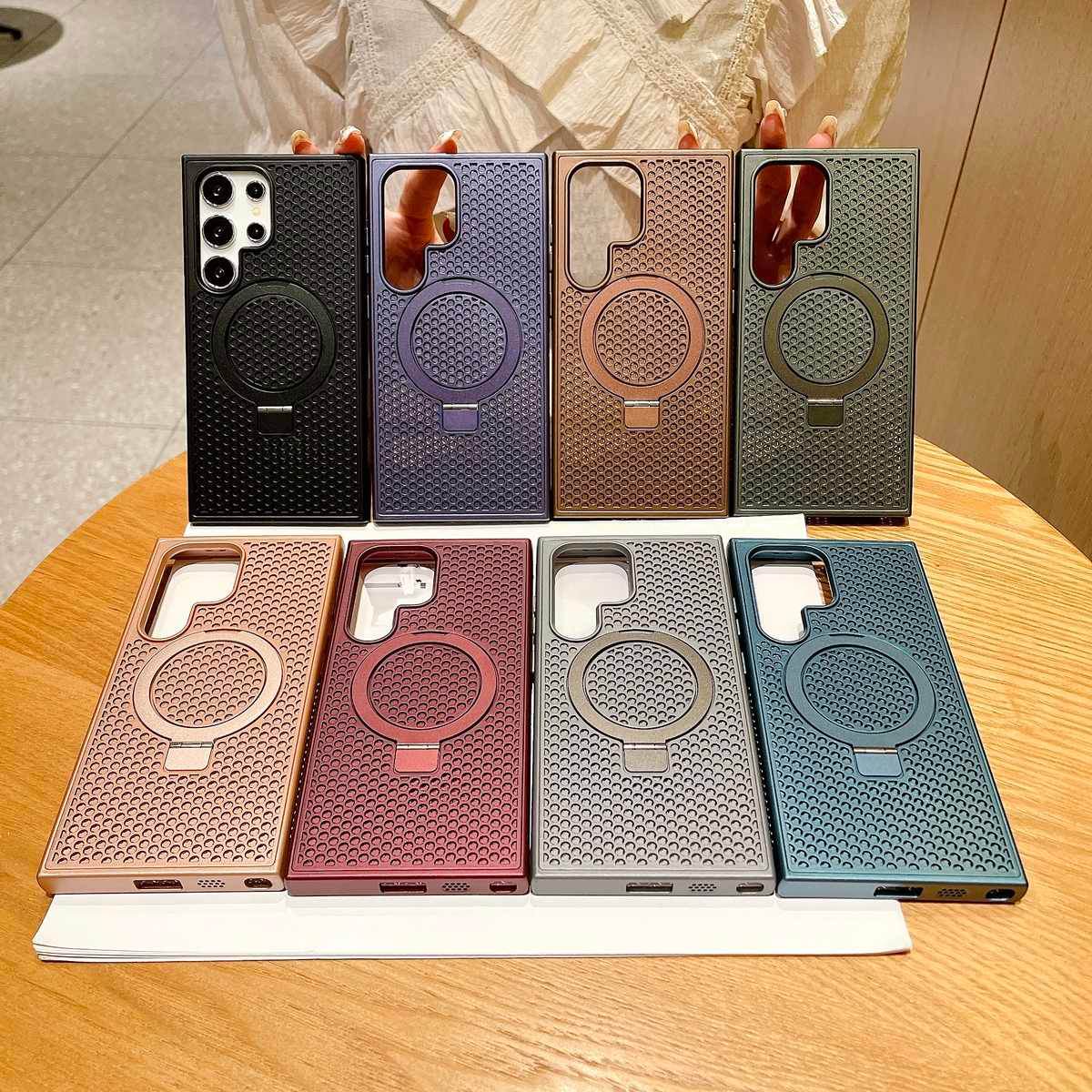 Samsung Galaxy S24 Ultra Magnetic Ring Holder Stand Mag-Safe Kickstand Shockproof Phone Case - Purple - Guleel