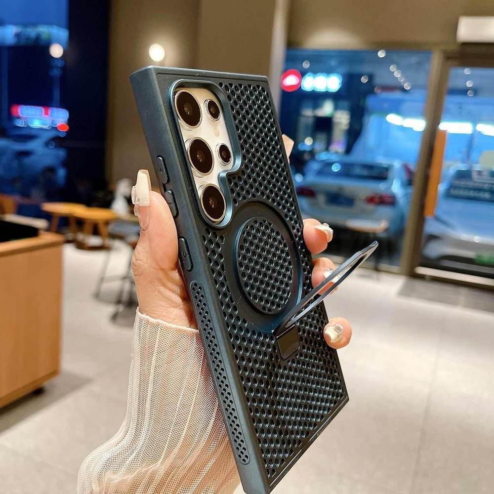 Samsung Galaxy S25 Ultra Magnetic Ring Holder Stand Mag-Safe Kickstand Shockproof Phone Case - Coffee - Guleel